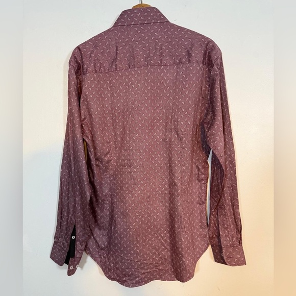 Tasso Elba Premium Collection Slim Fit Paisley Dress Shirt Men’s Large 16½ 42 - Picture 3 of 8